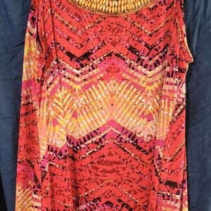 Fashion Bug Red and Pink Patterned Tank Top